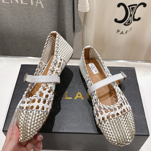 Alaia 25ss catwalk flat mesh ballet shoes